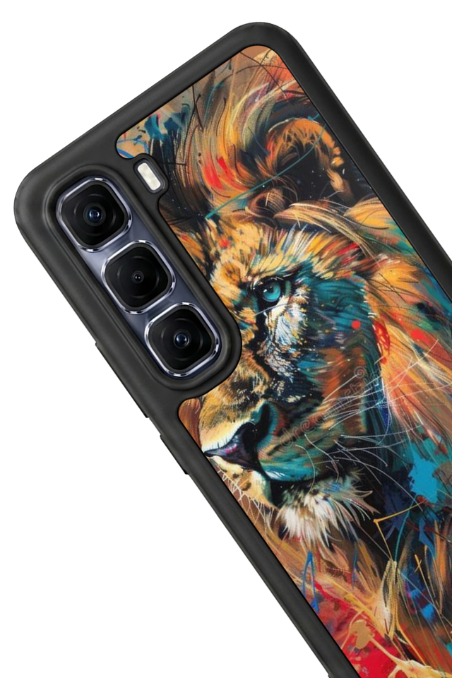 Infinix Hot 60 Pro Plus Uyumlu Aslan Tasarımlı Glossy Premium Kılıf