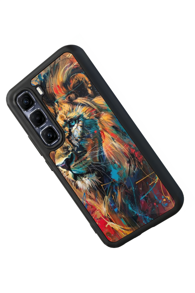 Infinix Hot 60 Pro Plus Uyumlu Aslan Tasarımlı Glossy Premium Kılıf