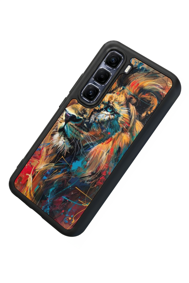 Infinix Hot 60 Pro Plus Uyumlu Aslan Tasarımlı Glossy Premium Kılıf