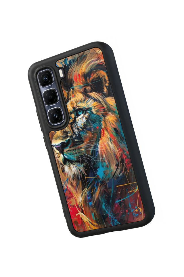 Infinix Hot 60 Pro Plus Uyumlu Aslan Tasarımlı Glossy Premium Kılıf