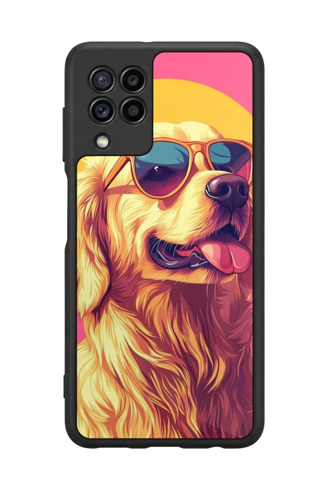 Samsung Galaxy M22 Uyumlu Golden Kopek Tasarımlı Glossy Premium Kılıf
