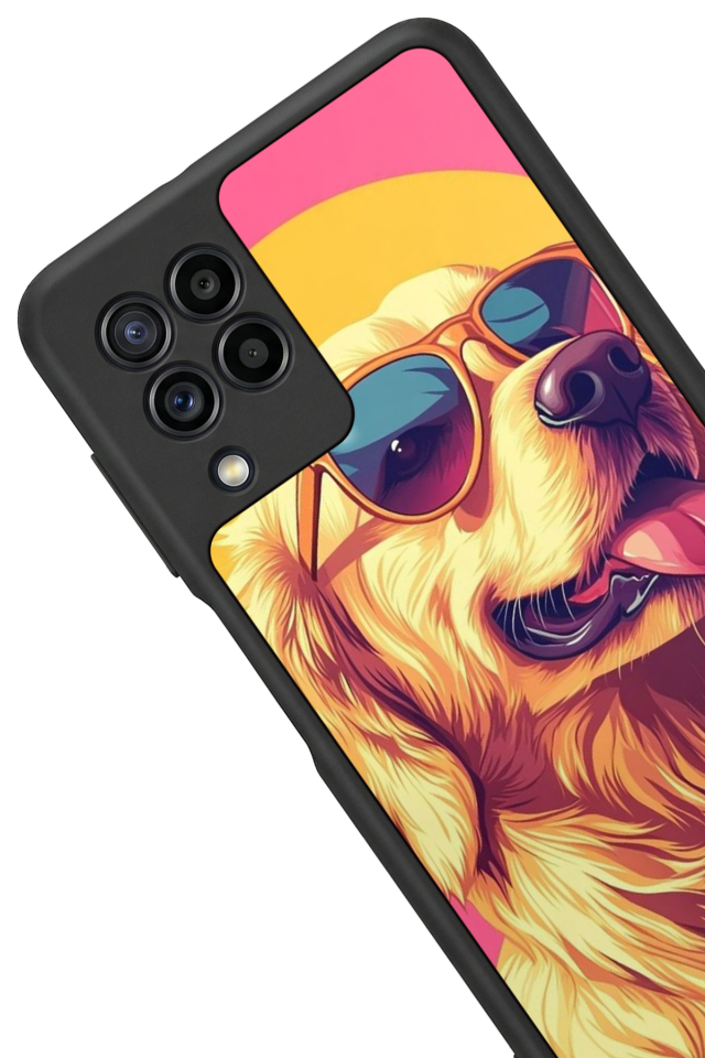 Samsung Galaxy M22 Uyumlu Golden Kopek Tasarımlı Glossy Premium Kılıf