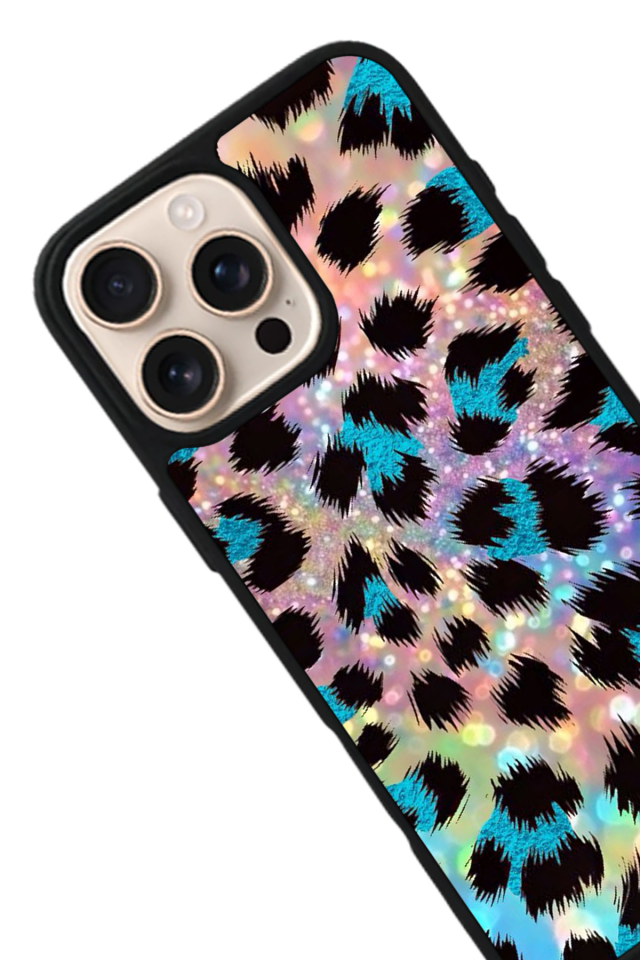 iPhone 16 Pro Uyumlu Hologram Leopar Tasarımlı Glossy Premium Kılıf