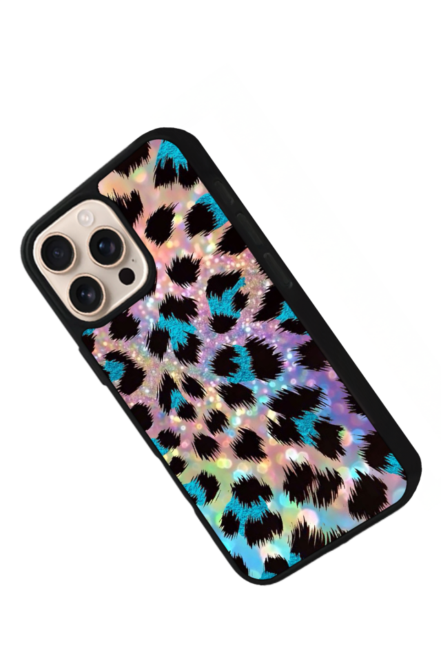 iPhone 16 Pro Uyumlu Hologram Leopar Tasarımlı Glossy Premium Kılıf