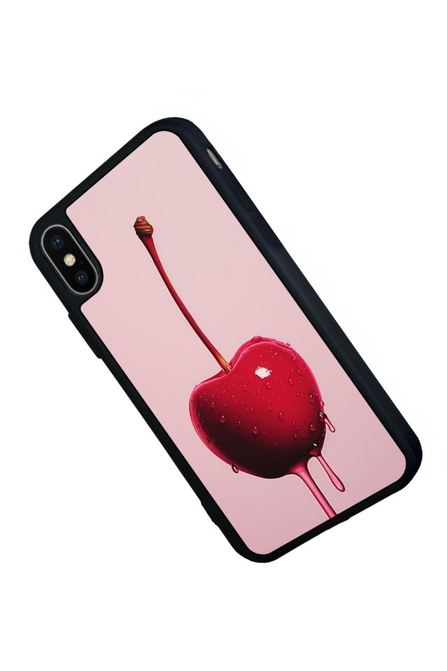 iPhone X/ XS Uyumlu Kiraz Tasarımlı Glossy Premium Kılıf