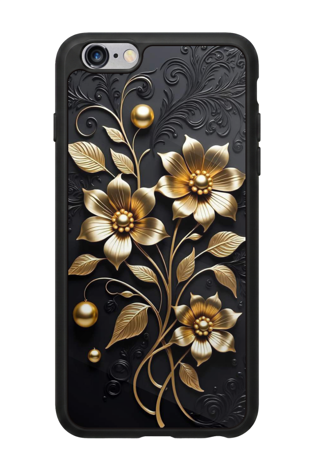 iPhone 6s Plus Uyumlu Yaldizli Cicek Tasarımlı Glossy Premium Kılıf
