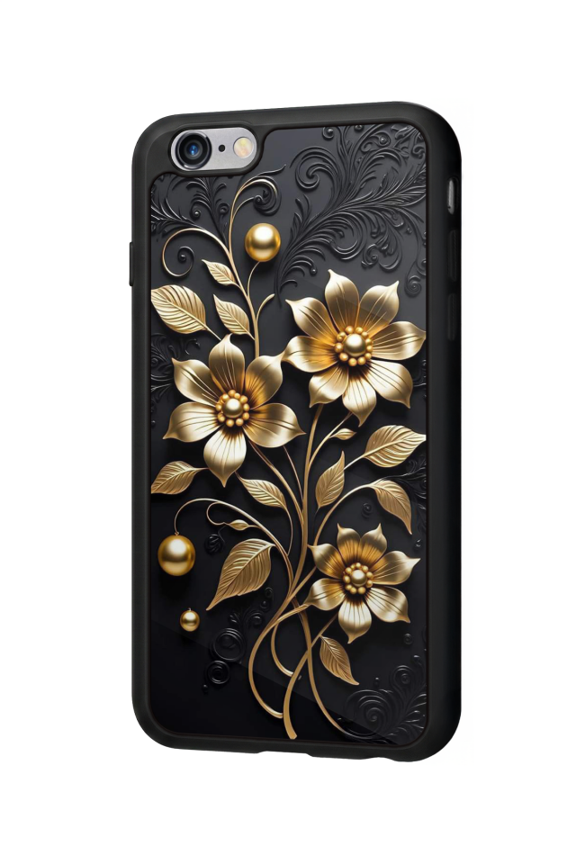 iPhone 6s Plus Uyumlu Yaldizli Cicek Tasarımlı Glossy Premium Kılıf