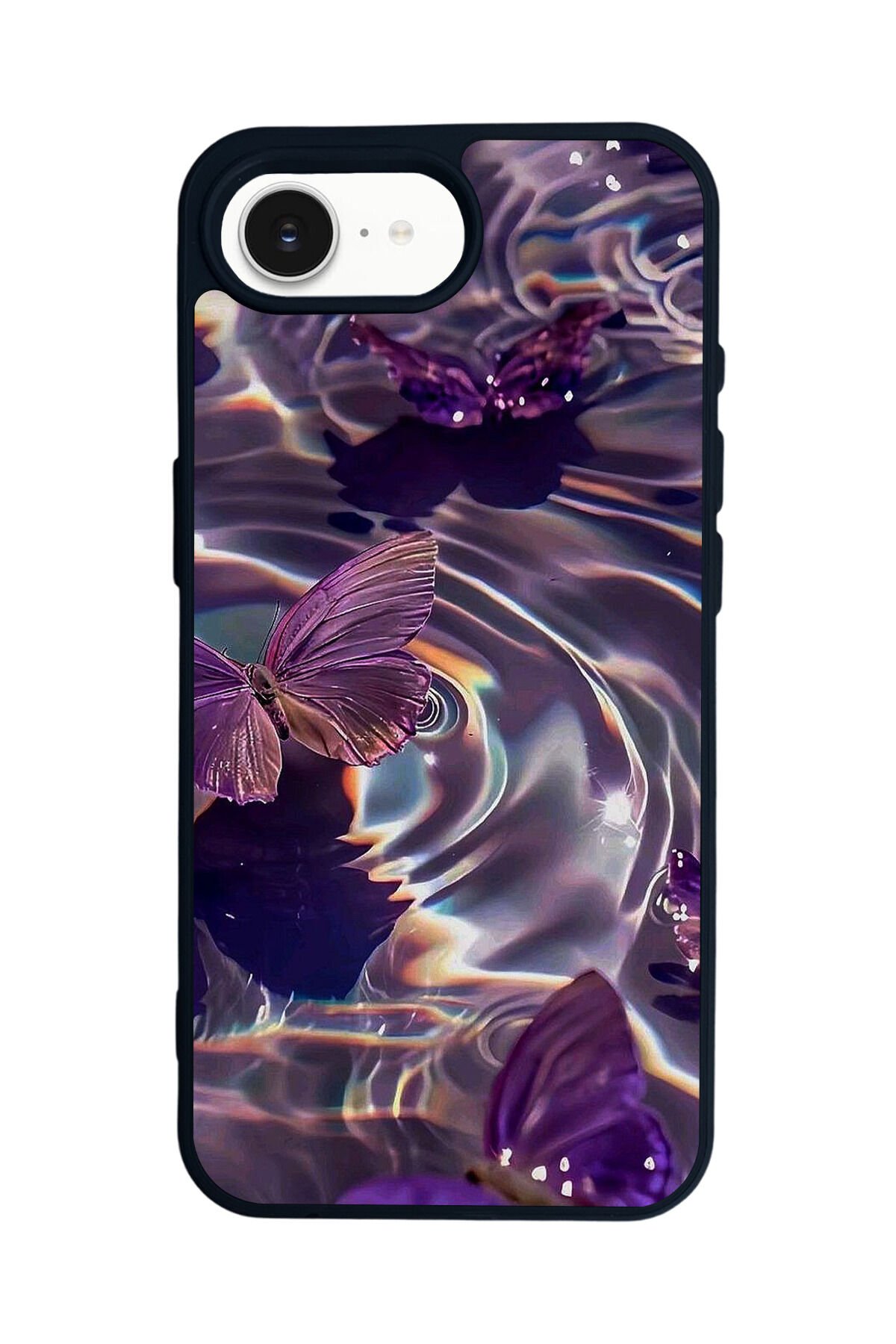 iPhone 16E Uyumlu Kelebek Tasarımlı Glossy Premium Kılıf