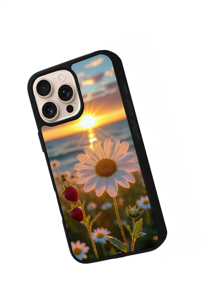 iPhone 15 Pro Uyumlu Cicek Tasarımlı Glossy Premium Kılıf