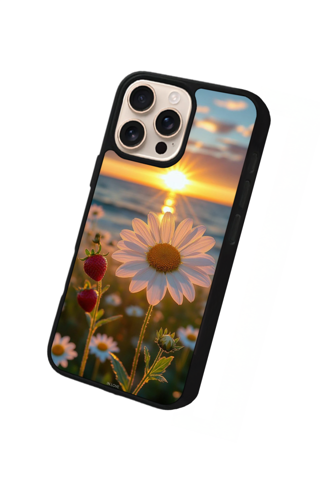 iPhone 15 Pro Uyumlu Cicek Tasarımlı Glossy Premium Kılıf
