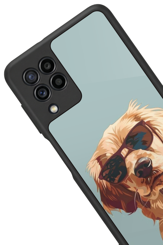 Samsung Galaxy M22 Uyumlu Golden Kopek Tasarımlı Glossy Premium Kılıf