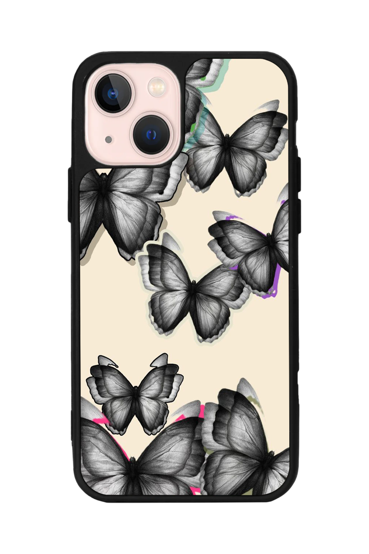 iPhone 15 Uyumlu Kelebek Tasarımlı Glossy Premium Kılıf