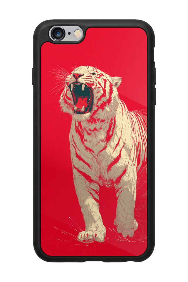 iPhone 6s Plus Uyumlu Kirmizi ve Kaplan Tasarımlı Glossy Premium Kılıf