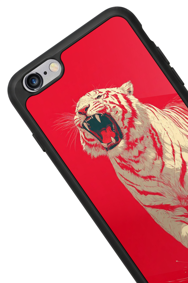 iPhone 6s Plus Uyumlu Kirmizi ve Kaplan Tasarımlı Glossy Premium Kılıf