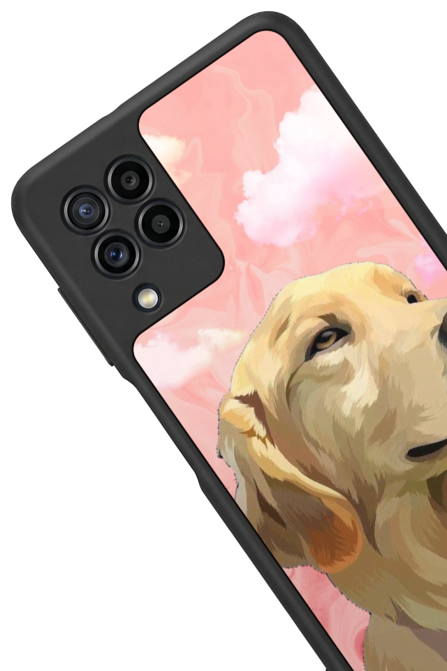 Samsung Galaxy M22 Uyumlu Golden Kopek Tasarımlı Glossy Premium Kılıf