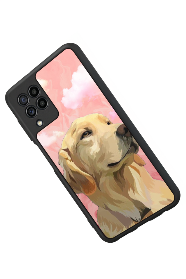 Samsung Galaxy M22 Uyumlu Golden Kopek Tasarımlı Glossy Premium Kılıf