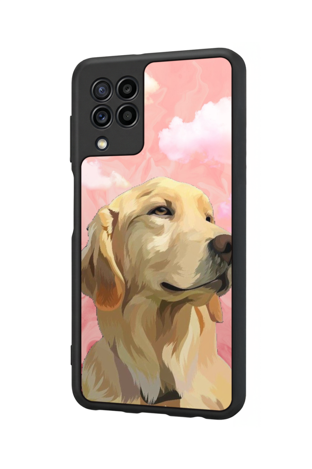 Samsung Galaxy M22 Uyumlu Golden Kopek Tasarımlı Glossy Premium Kılıf