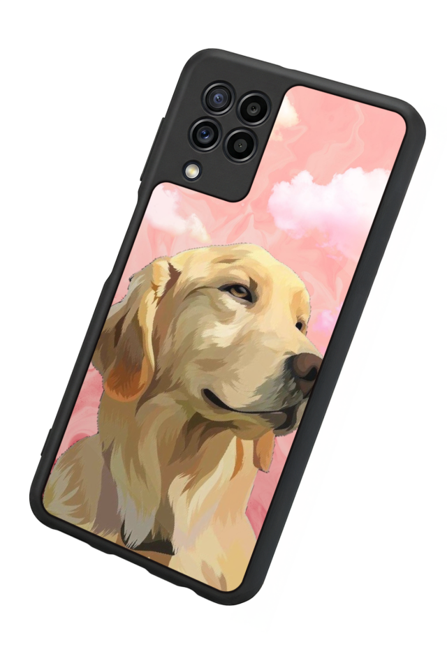 Samsung Galaxy M22 Uyumlu Golden Kopek Tasarımlı Glossy Premium Kılıf