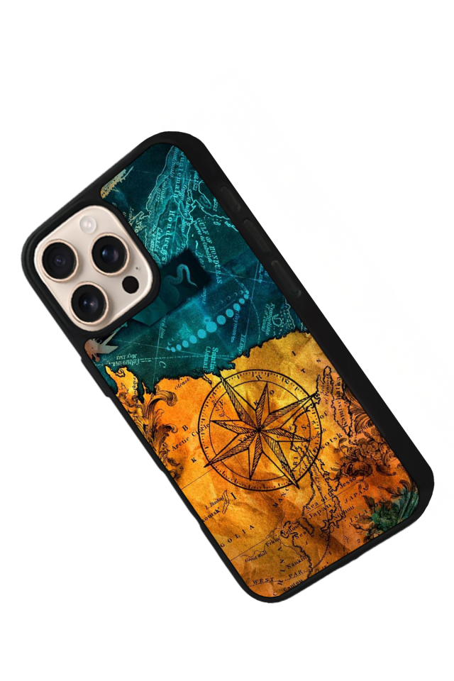 iPhone 16 Pro Uyumlu Harita Tasarımlı Glossy Premium Kılıf