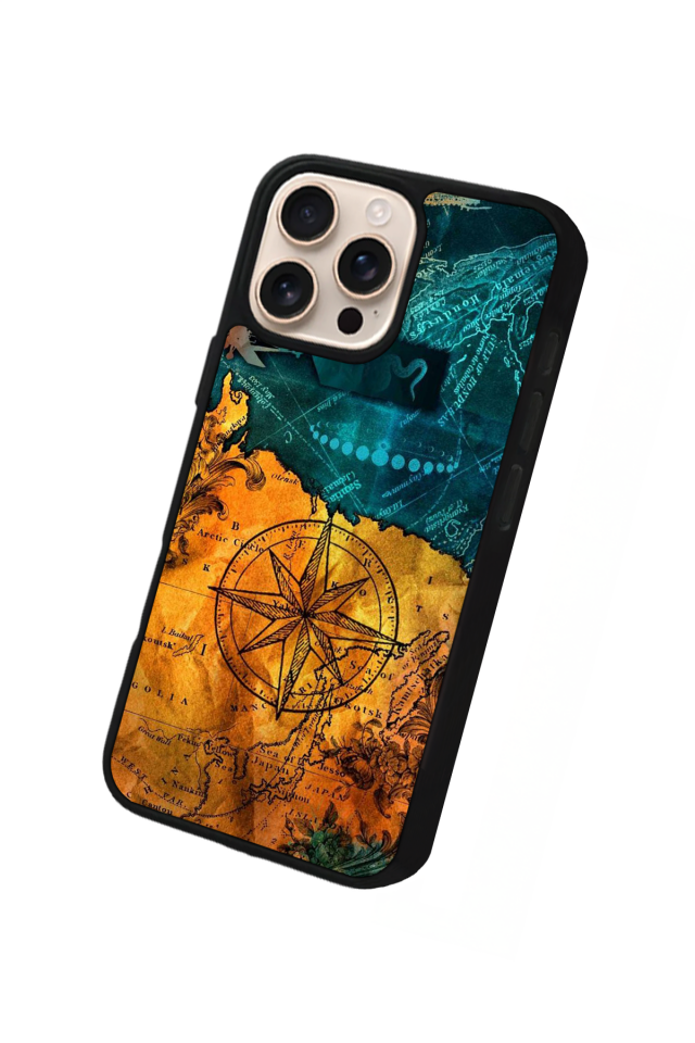 iPhone 16 Pro Uyumlu Harita Tasarımlı Glossy Premium Kılıf