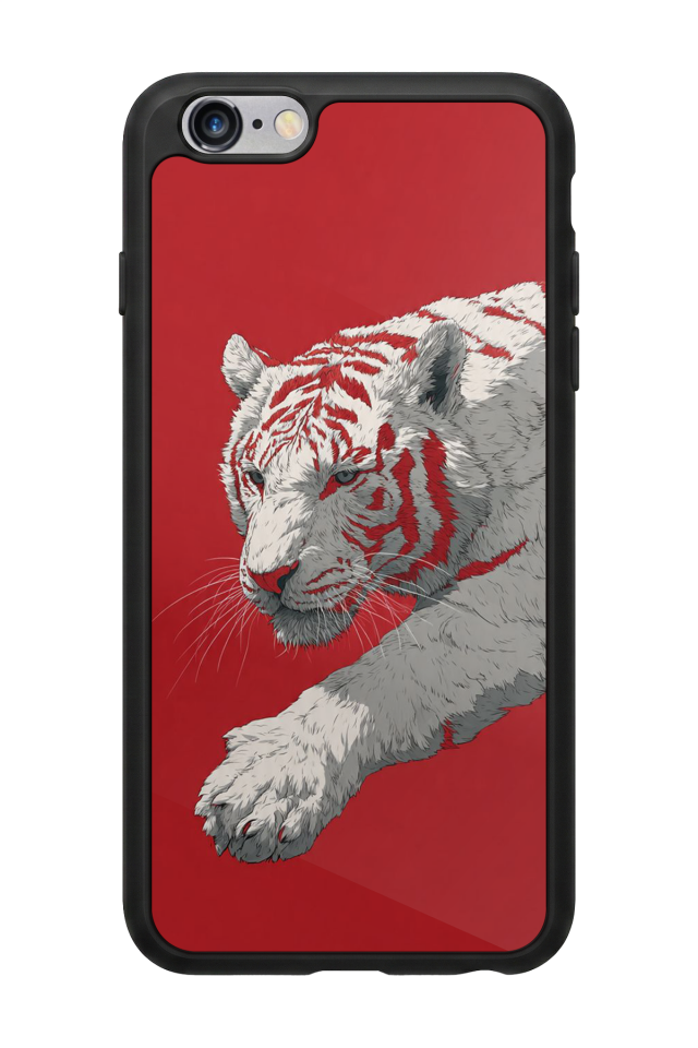 iPhone 6s Plus Uyumlu Kirmizi ve Kaplan Tasarımlı Glossy Premium Kılıf