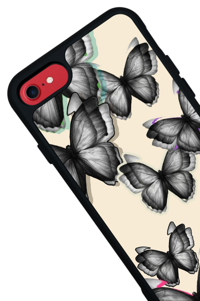 iPhone SE Uyumlu Kelebek Tasarımlı Glossy Premium Kılıf