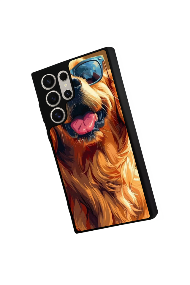 Samsung Galaxy S23 Ultra Uyumlu Golden Kopek Tasarımlı Glossy Premium Kılıf
