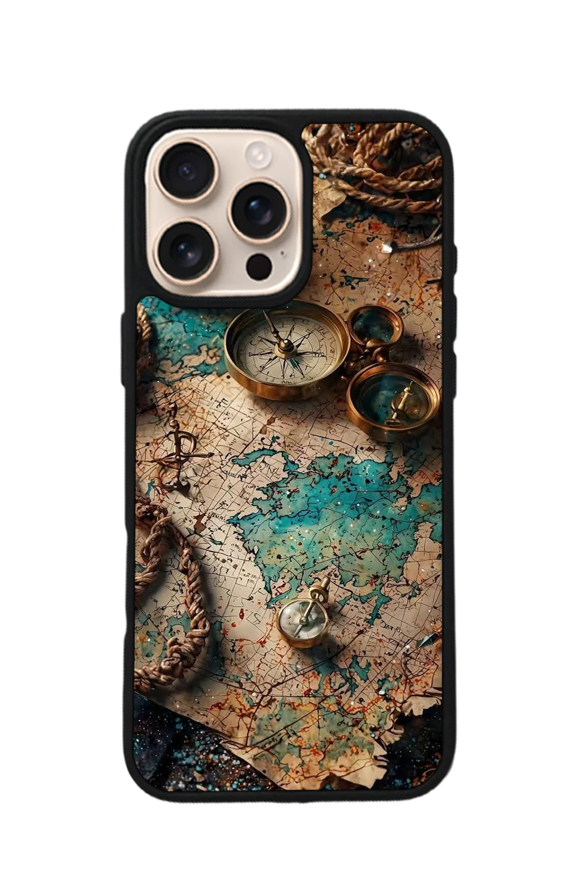 iPhone 16 Pro Uyumlu Harita Tasarımlı Glossy Premium Kılıf
