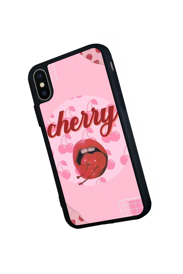 iPhone X/ XS Uyumlu Kiraz Tasarımlı Glossy Premium Kılıf