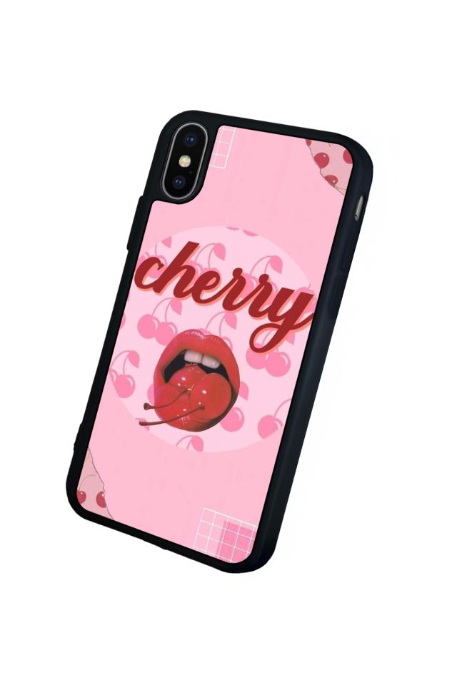 iPhone X/ XS Uyumlu Kiraz Tasarımlı Glossy Premium Kılıf