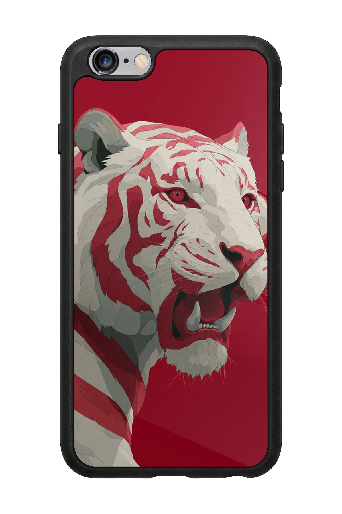 iPhone 6s Plus Uyumlu Kirmizi ve Kaplan Tasarımlı Glossy Premium Kılıf
