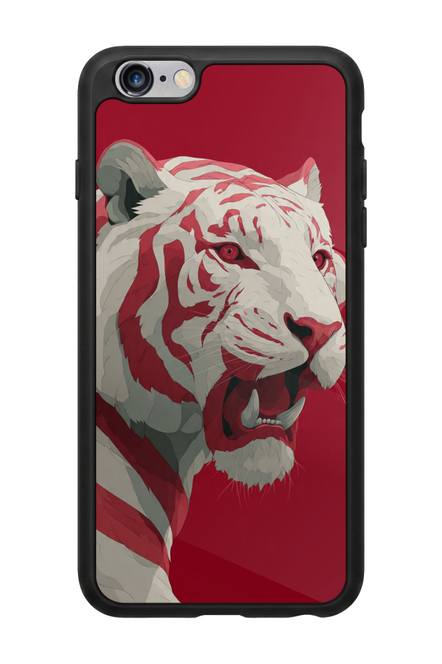 iPhone 6s Plus Uyumlu Kirmizi ve Kaplan Tasarımlı Glossy Premium Kılıf