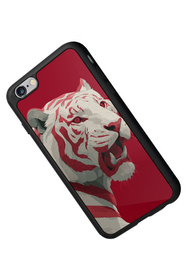 iPhone 6s Plus Uyumlu Kirmizi ve Kaplan Tasarımlı Glossy Premium Kılıf