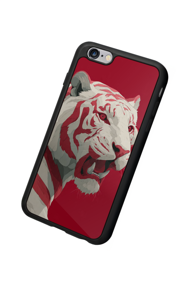 iPhone 6s Plus Uyumlu Kirmizi ve Kaplan Tasarımlı Glossy Premium Kılıf