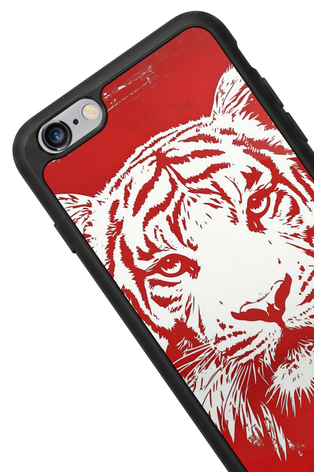 iPhone 6s Plus Uyumlu Kirmizi ve Kaplan Tasarımlı Glossy Premium Kılıf
