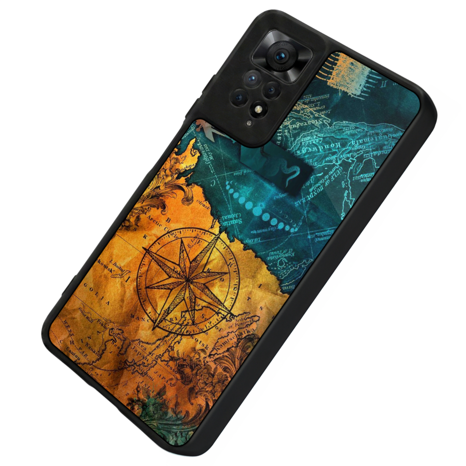 Xiaomi Redmi Note 11 Pro Uyumlu Pusula Tasarımlı Glossy Premium Kılıf