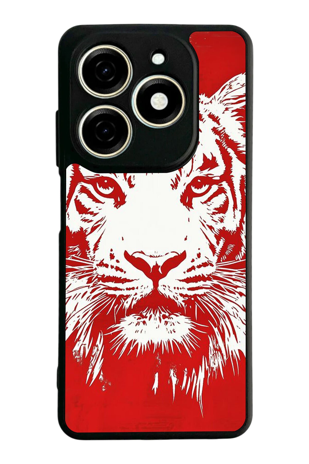 Infınıx Smart 8 Pro Uyumlu Kirmizi ve Kaplan Tasarımlı Glossy Premium Kılıf