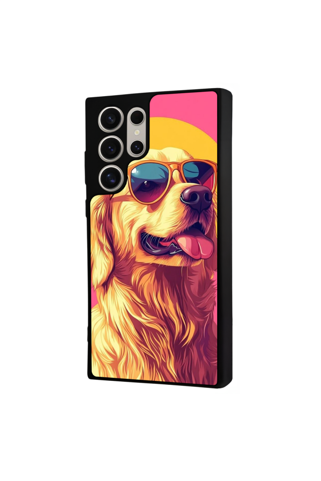 Samsung Galaxy S23 Ultra Uyumlu Golden Kopek Tasarımlı Glossy Premium Kılıf