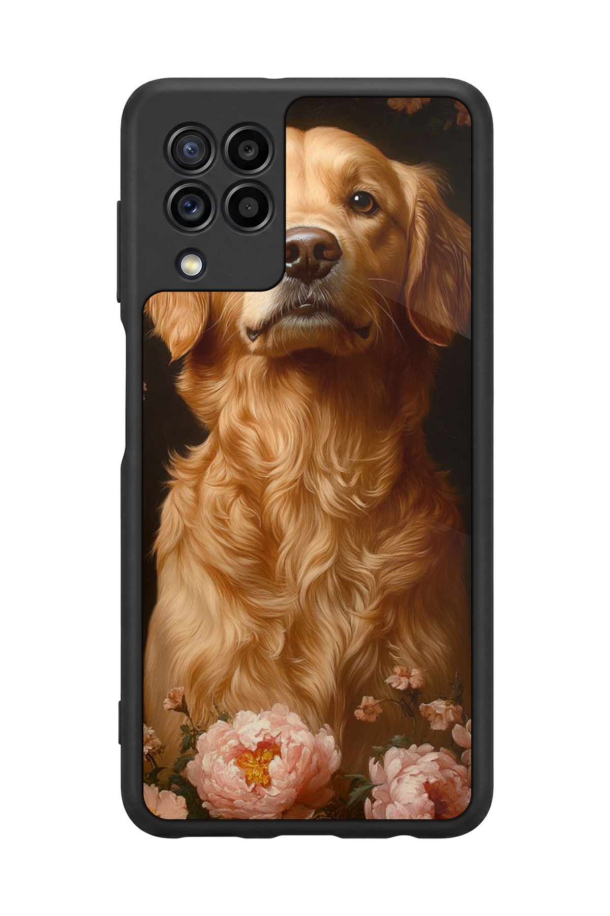 Samsung Galaxy M22 Uyumlu Golden Kopek Tasarımlı Glossy Premium Kılıf