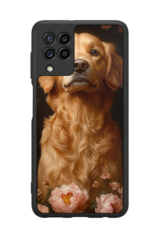 Samsung Galaxy M22 Uyumlu Golden Kopek Tasarımlı Glossy Premium Kılıf