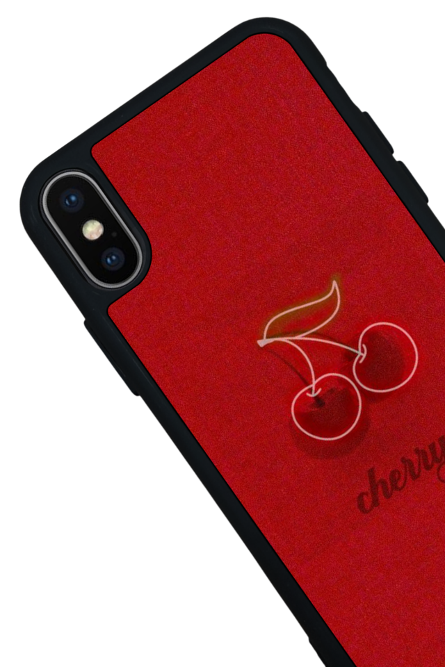 iPhone X/ XS Uyumlu Kiraz Tasarımlı Glossy Premium Kılıf