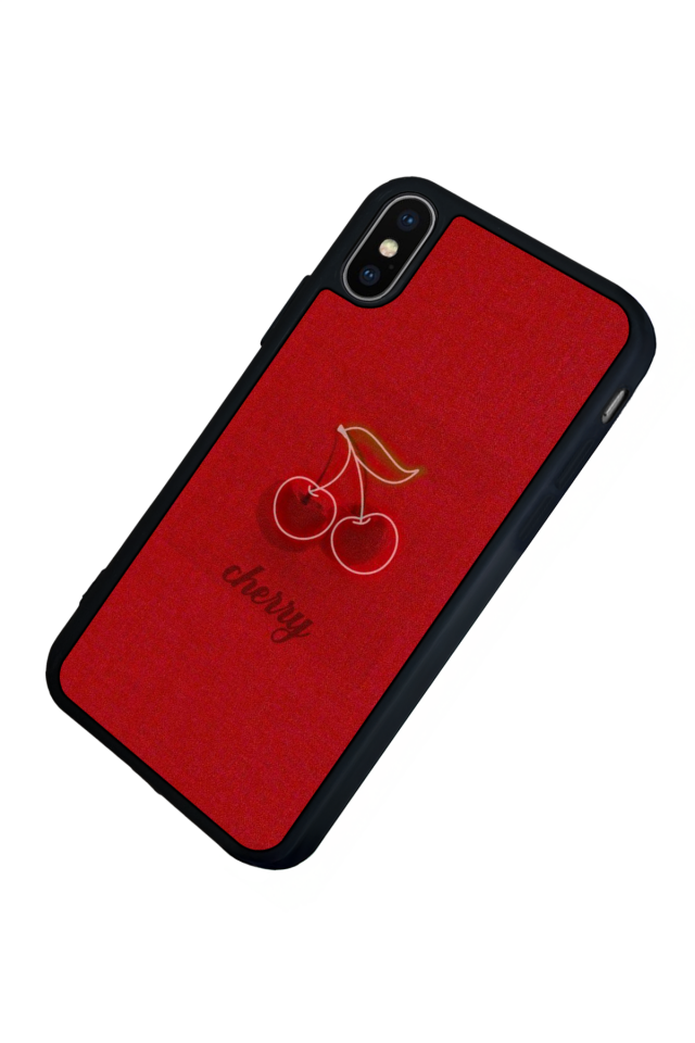 iPhone X/ XS Uyumlu Kiraz Tasarımlı Glossy Premium Kılıf