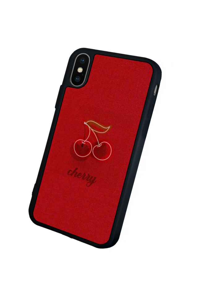 iPhone X/ XS Uyumlu Kiraz Tasarımlı Glossy Premium Kılıf