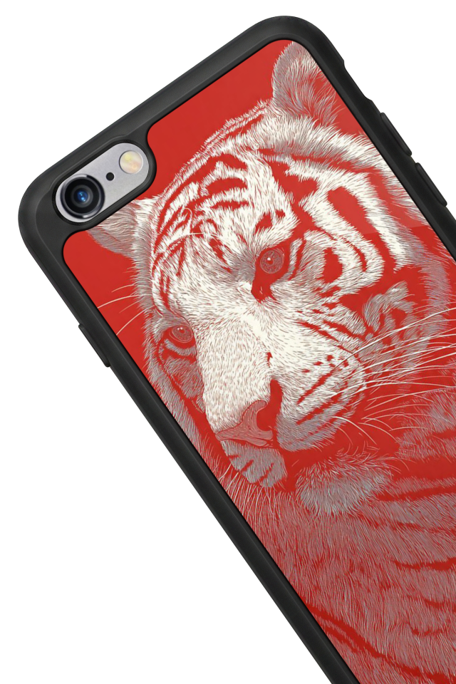 iPhone 6s Plus Uyumlu Kirmizi ve Kaplan Tasarımlı Glossy Premium Kılıf