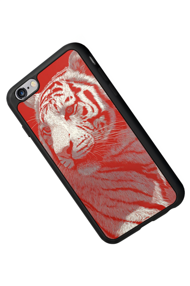 iPhone 6s Plus Uyumlu Kirmizi ve Kaplan Tasarımlı Glossy Premium Kılıf