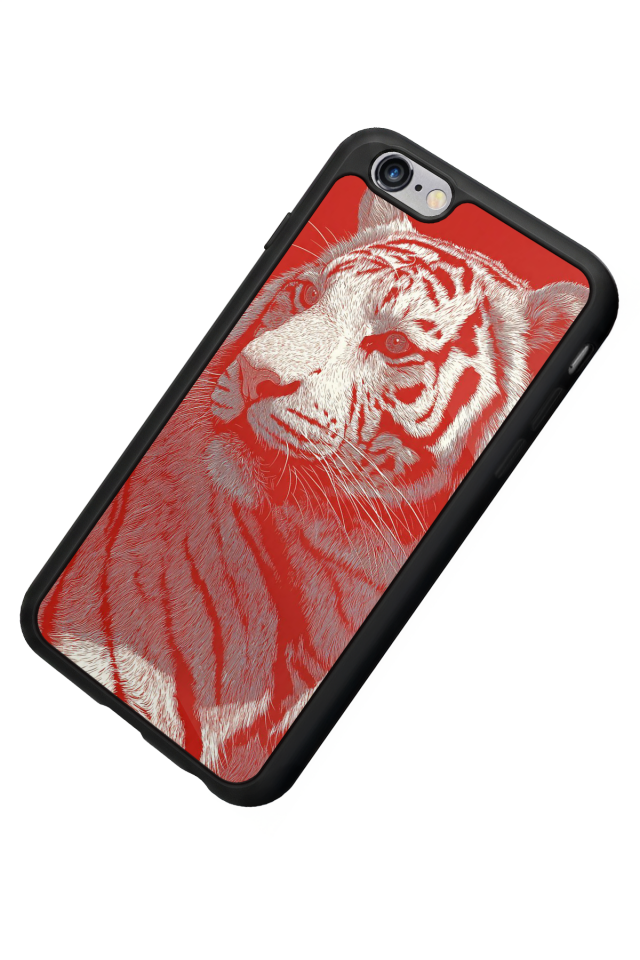 iPhone 6s Plus Uyumlu Kirmizi ve Kaplan Tasarımlı Glossy Premium Kılıf