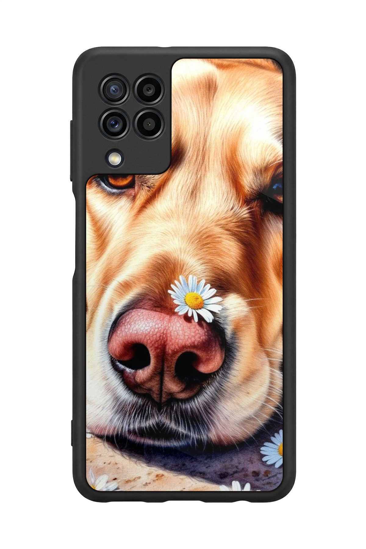 Samsung Galaxy M22 Uyumlu Golden Kopek Tasarımlı Glossy Premium Kılıf