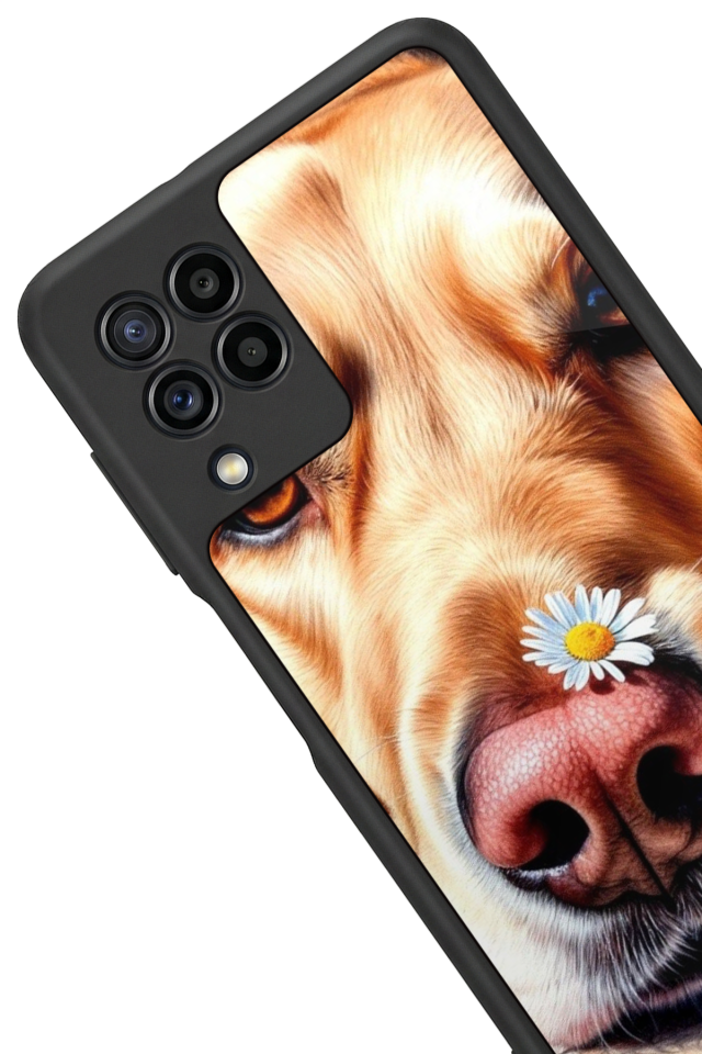 Samsung Galaxy M22 Uyumlu Golden Kopek Tasarımlı Glossy Premium Kılıf