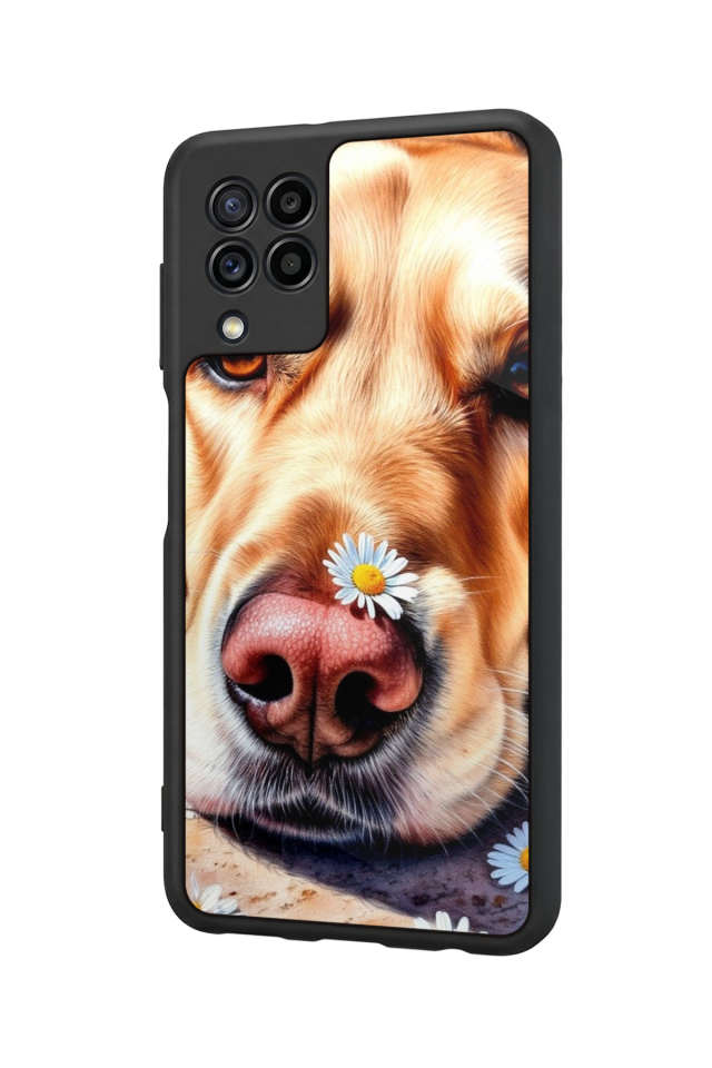 Samsung Galaxy M22 Uyumlu Golden Kopek Tasarımlı Glossy Premium Kılıf