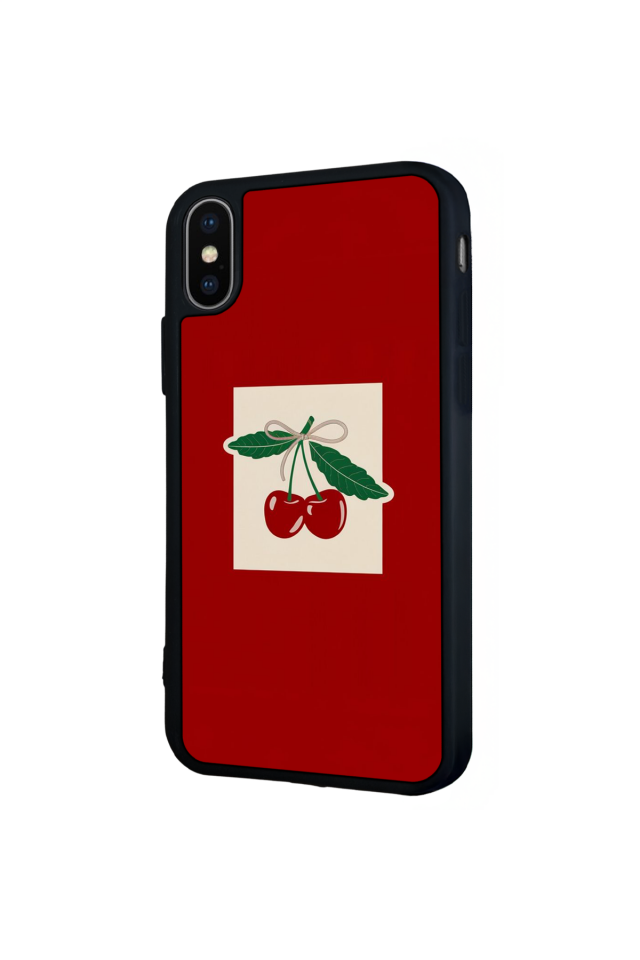iPhone X/ XS Uyumlu Kiraz Tasarımlı Glossy Premium Kılıf